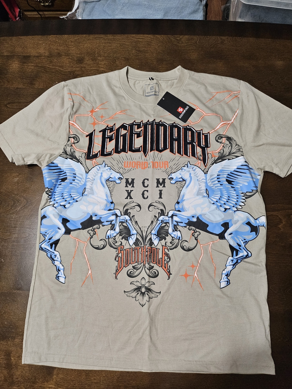 South Pole Beige Short Sleeve Legendary Graphic In Large